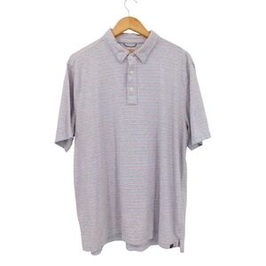 Faherty Mens XL Movement Horizon Polo Shirt Striped Blue Short Sleeve